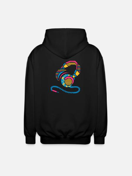 Headphones of patterns and stripes - Unisex Hooded Jacket - black