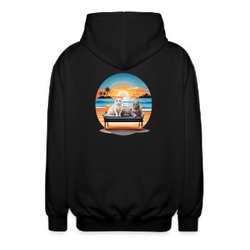 Cats on the sofa - Unisex Hooded Jacket - black - Back - AI Model Male 185 light (185cm)