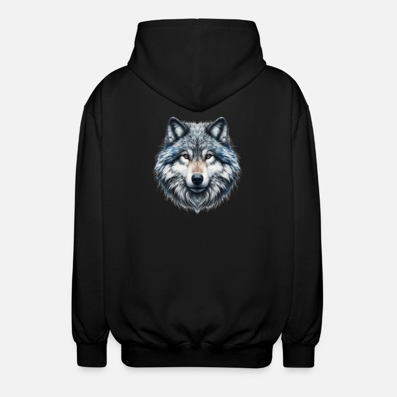 Wolf - Unisex Kapuzenjacke - Schwarz
