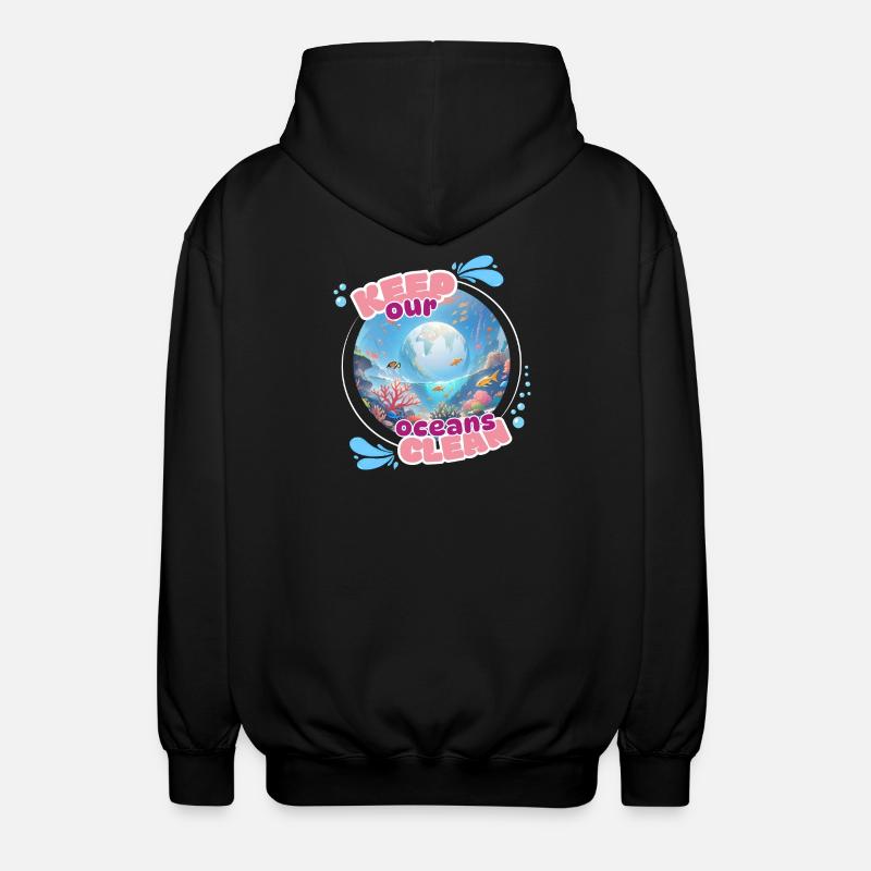 Halten Sie den Ozean sauber - Unisex Kapuzenjacke - Schwarz