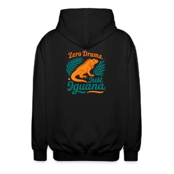 Zero Drama Iguana - Unisex Hooded Jacket - black - Back - AI Model Male 185 light (185cm)