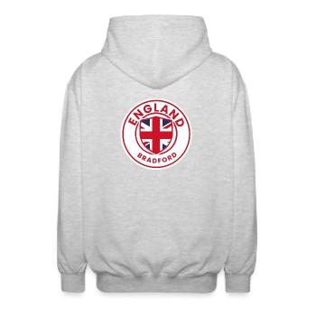 England Bradford Flaggenschild - Unisex Kapuzenjacke - Hellgrau meliert - Hinten - AI Model Male 185 light (185cm)