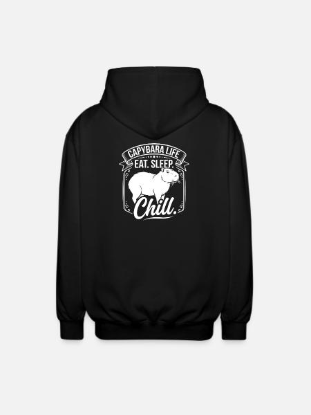 Capybara Life: Eat Sleep Chill - Unisex Hooded Jacket - black