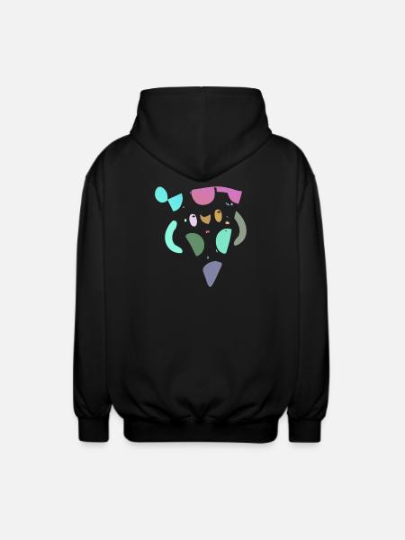 Pastell-Abstraktes Pizza-Mosaik - Unisex Kapuzenjacke - Schwarz