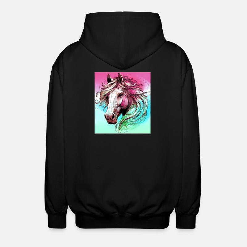 Pferd - Unisex Kapuzenjacke - Schwarz