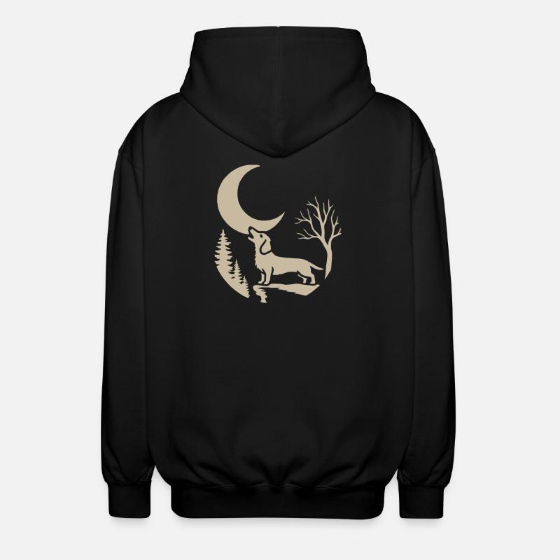 der mit dem Dackel heult - Unisex Kapuzenjacke - Schwarz
