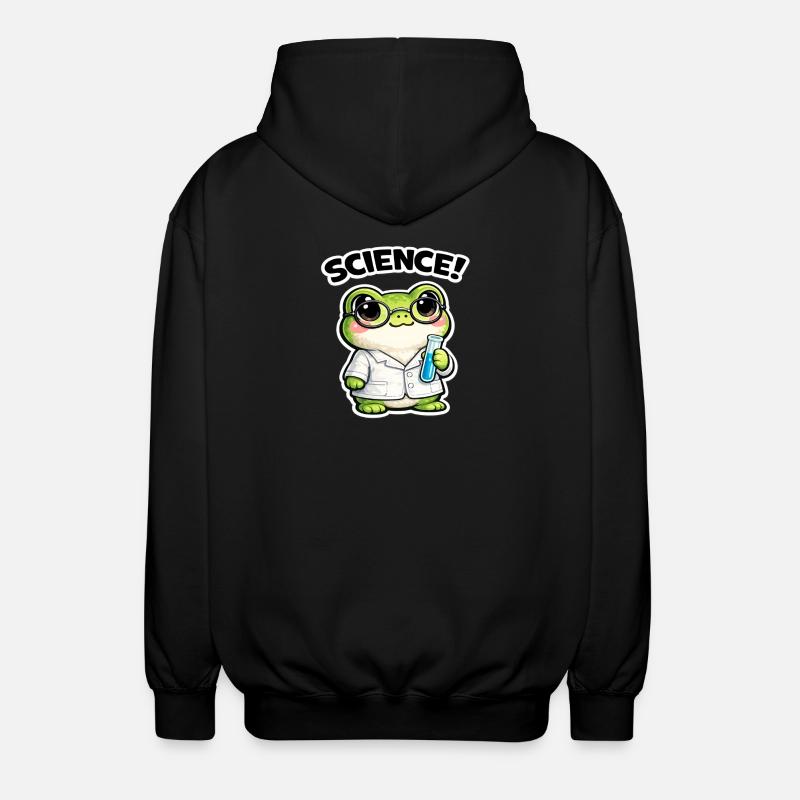 Science frog with glasses - Unisex Hooded Jacket - black