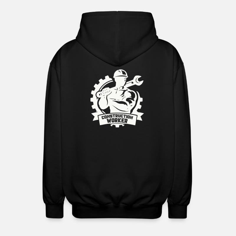 Starker Bauarbeiter mit Zahnrädern - Unisex Kapuzenjacke - Schwarz