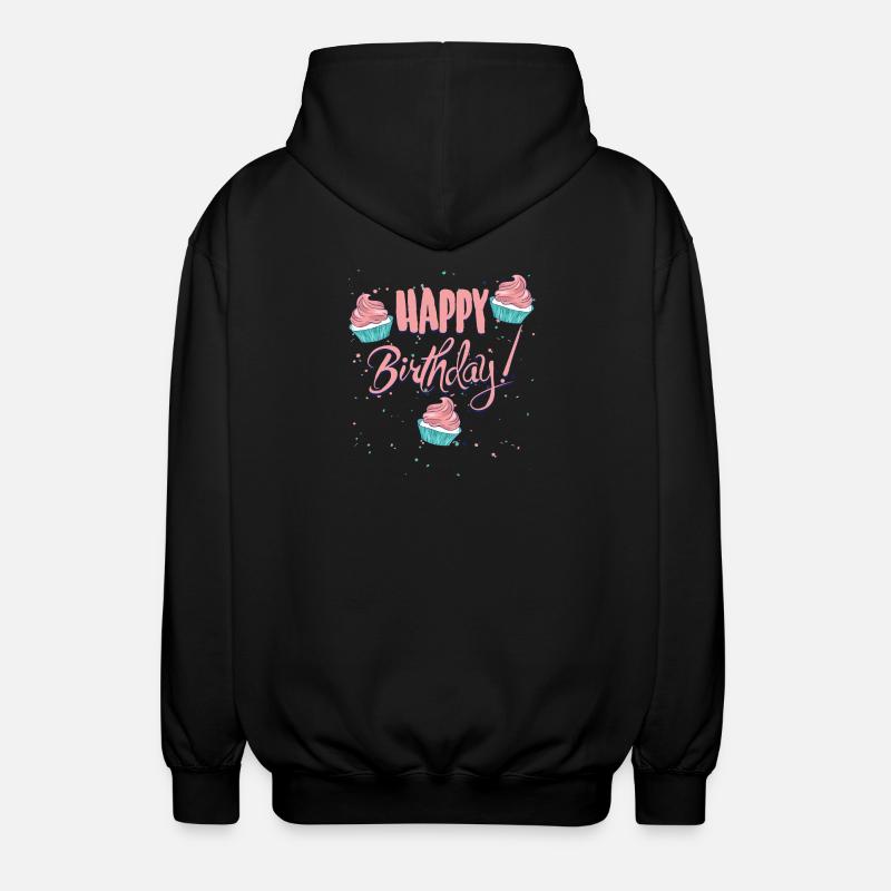 Joyeux anniversaire avec des cupcakes - Veste à capuche unisexe - noir