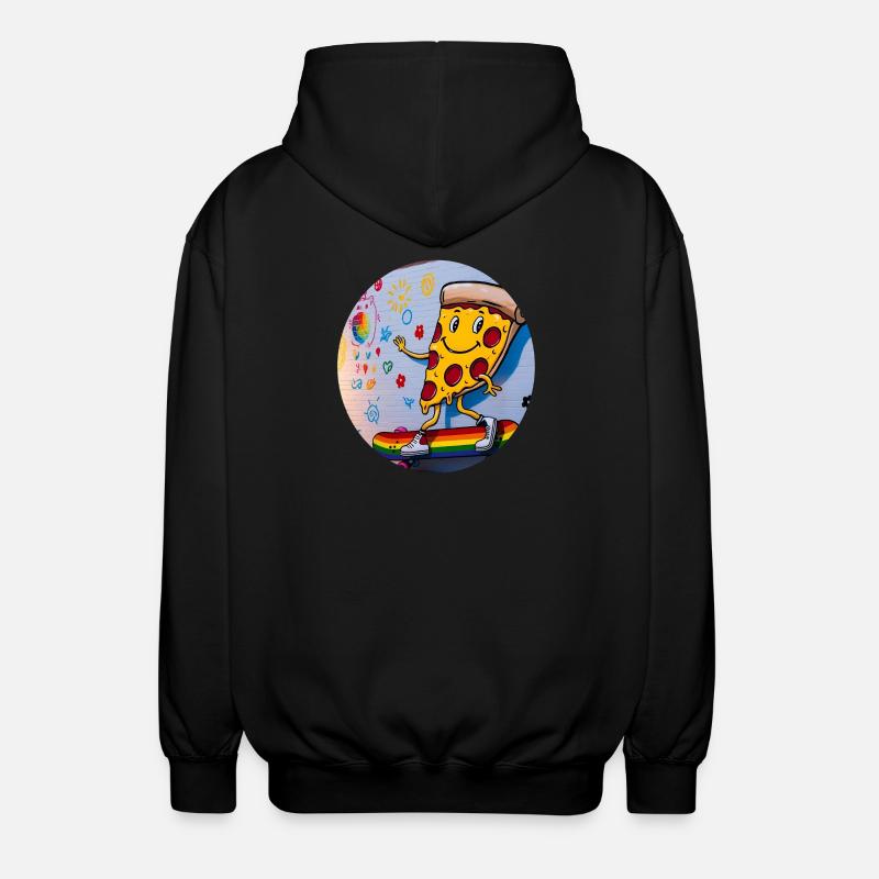 Pizza Slice Skateboard Graffiti - Unisex Kapuzenjacke - Schwarz