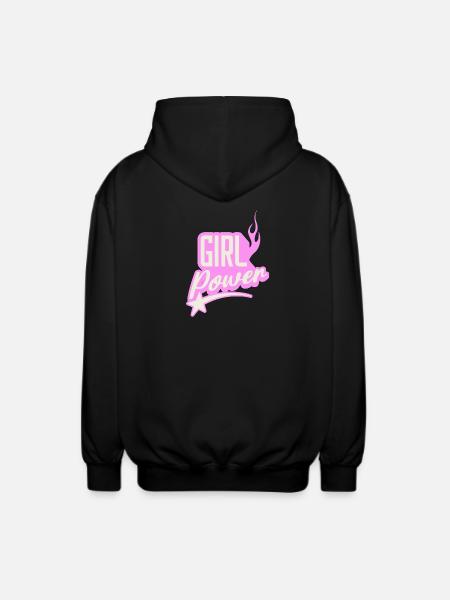 Girl Power suiker roze vlammend grafisch ontwerp - Uniseks zip hoodie - zwart