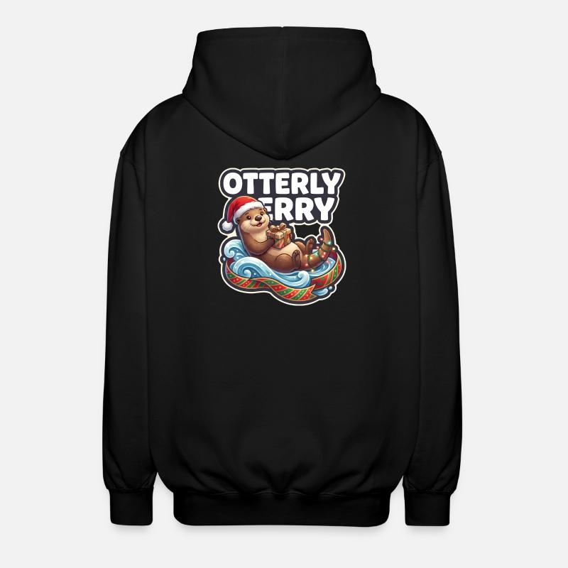 Otterly Merry Weihnachtsotter - Unisex Kapuzenjacke - Schwarz