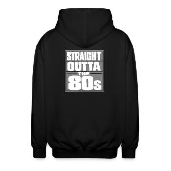 Straight Outta The 80s - Unisex Hooded Jacket - black - Back - AI Model Male 185 light (185cm)