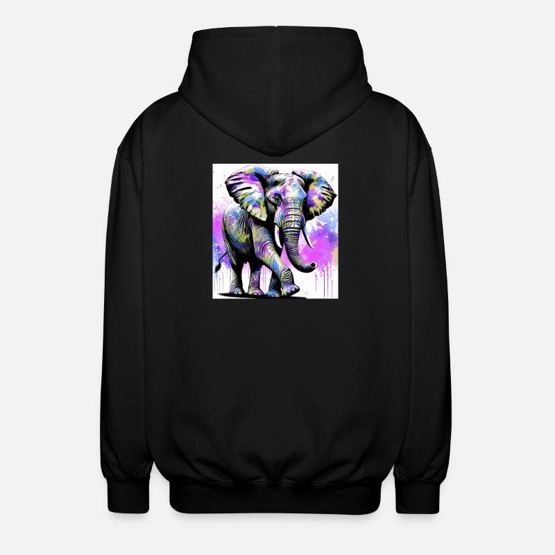 elephant - Unisex Hooded Jacket - black