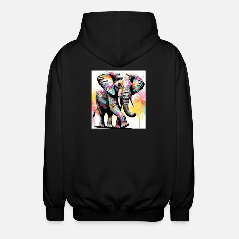 elephant - Unisex Hooded Jacket - black