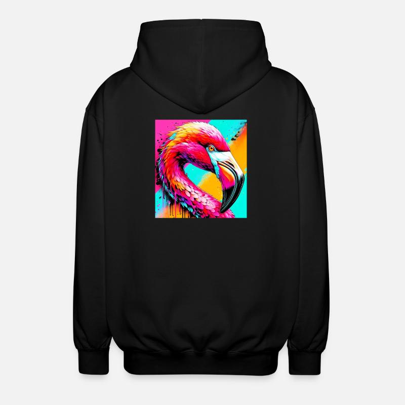 Flamingo - Unisex Kapuzenjacke - Schwarz