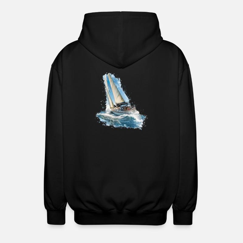 Voilier dans le bruit des vagues - Veste à capuche unisexe - noir