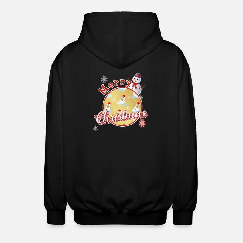 Fröhliche Weihnachten Englisch mit Schneemännern - Unisex Kapuzenjacke - Schwarz