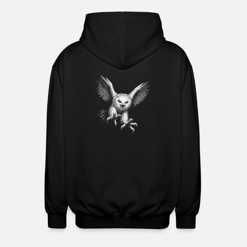Schneeeule - Unisex Kapuzenjacke - Schwarz