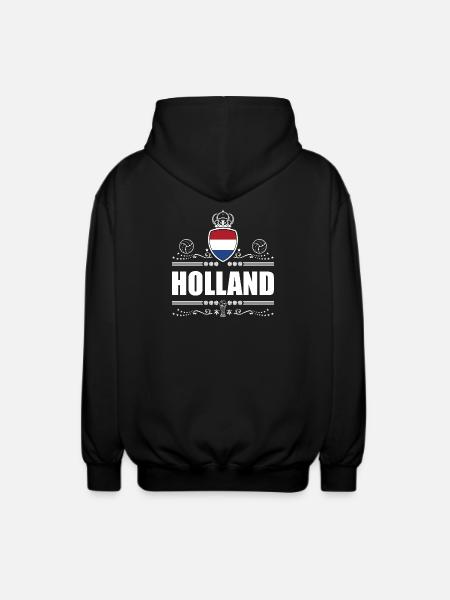 HOLLAND | Netherlands White Lineart - Unisex Hooded Jacket - black