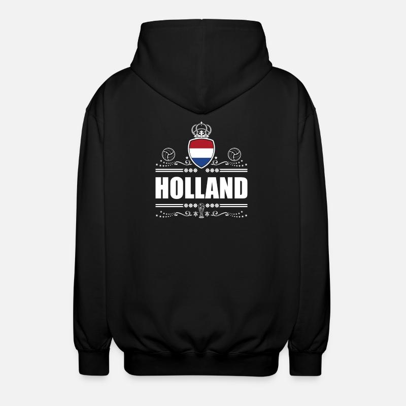 HOLLAND | Pays-Bas White Lineart - Veste à capuche unisexe - noir