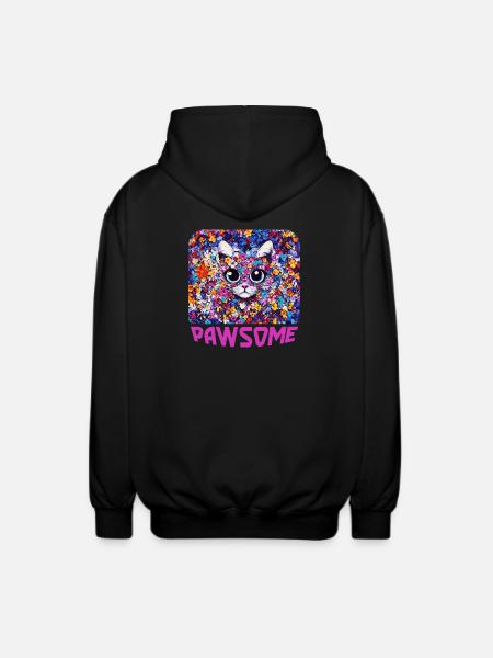 Pawsome - Chat en fleurs - Veste à capuche unisexe - noir