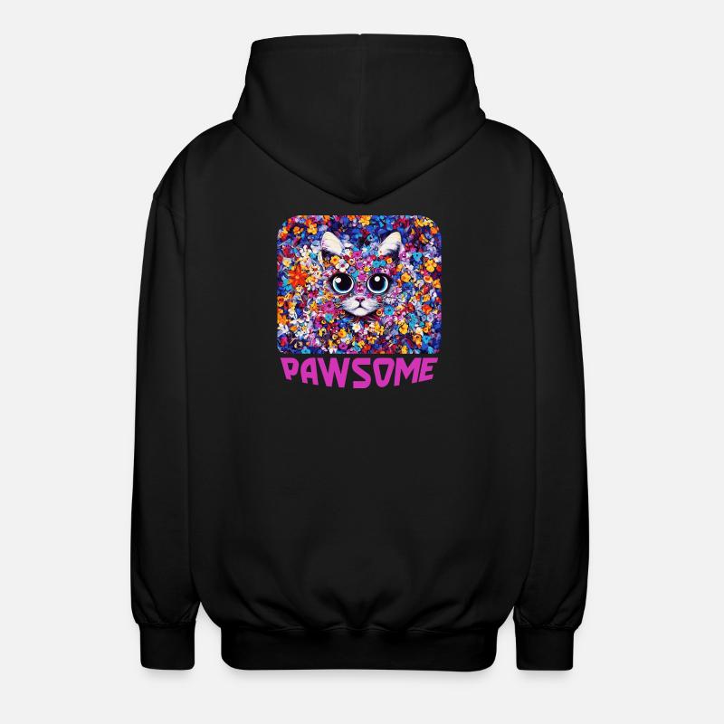 Pawsome - Chat en fleurs - Veste à capuche unisexe - noir