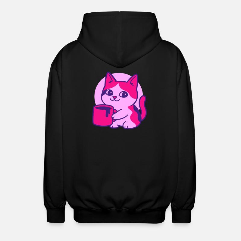 Chat de café mignon - Veste à capuche unisexe - noir