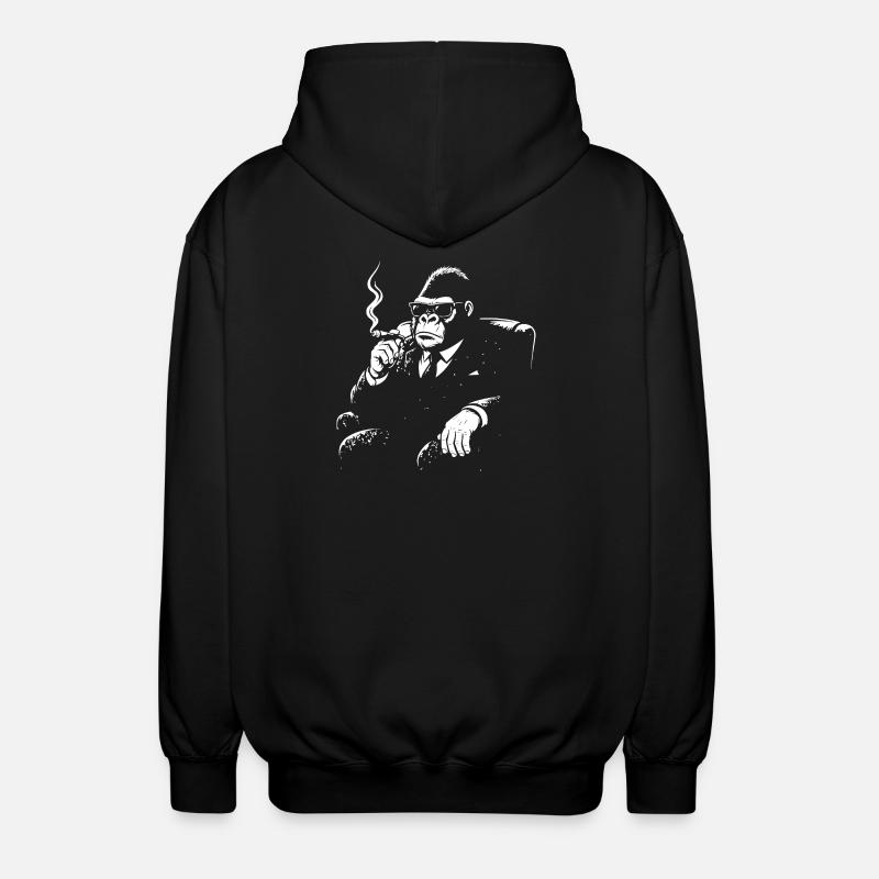 Noir Monkey in Suit Smoking - Unisex Hooded Jacket - black