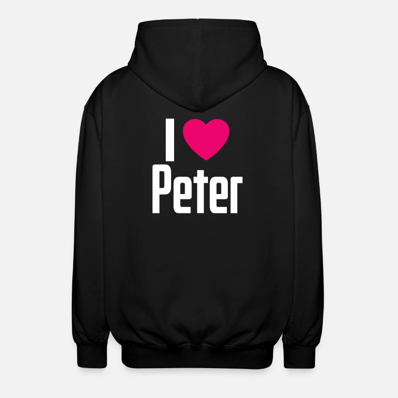 J’aime Peter Pink Heart J’aime Peter - Veste à capuche unisexe - noir