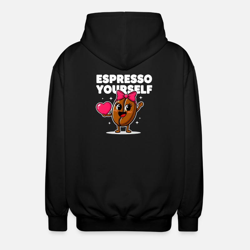 Espresso Yourself Cute Coffee Bean - Unisex Hooded Jacket - black