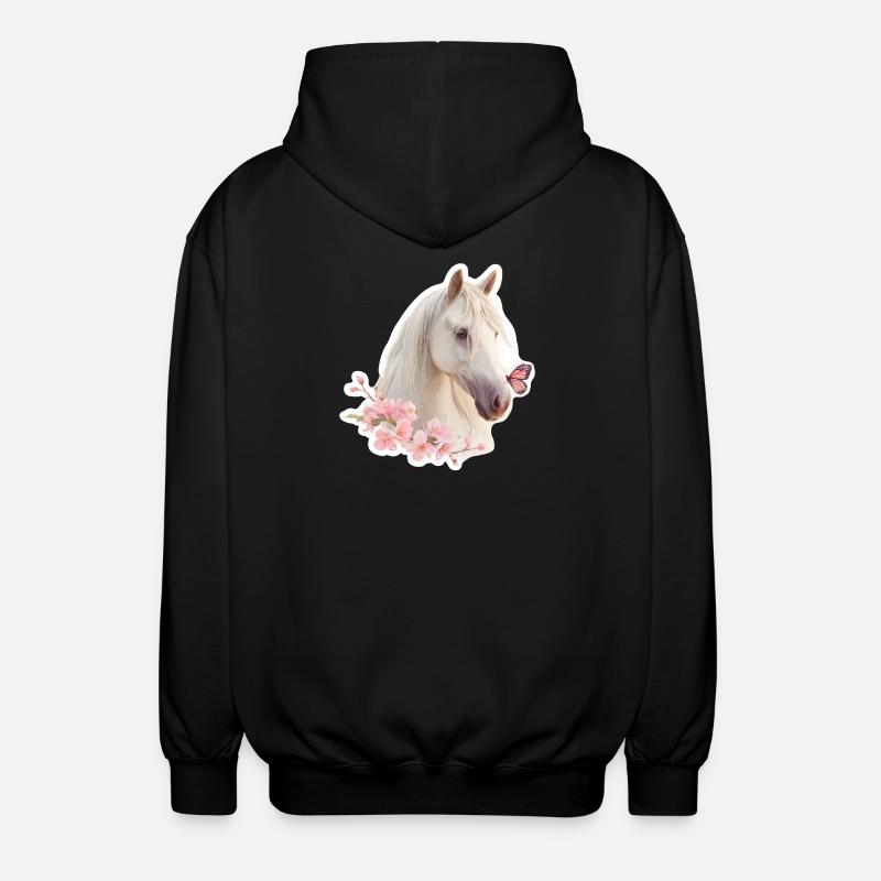 Cheval avec papillon - Veste à capuche unisexe - noir