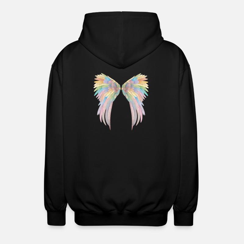 Wunderschöne pastellfarbene Engelsflügel - Unisex Kapuzenjacke - Schwarz