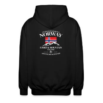 Outdoor Experience Norway Fjord Mountain - Unisex Kapuzenjacke - Schwarz - Hinten - AI Model Male 185 light (185cm)