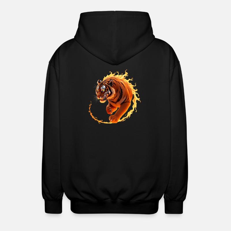 Feuriger Tiger in Bewegung - Unisex Kapuzenjacke - Schwarz