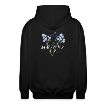 ME/CFS Flowers white - Unisex Kapuzenjacke - Schwarz - Hinten - AI Model Male 185 light (185cm)