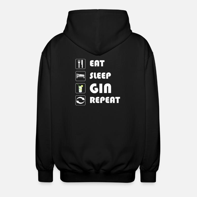 Gin Statement EAT SLEEP GIN REPEAT - Unisex Kapuzenjacke - Schwarz