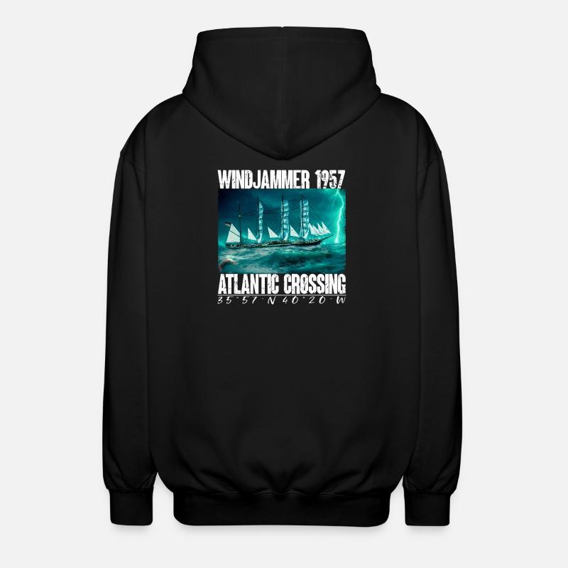 Windjammer 1957 - Atlantiküberquerung - Unisex Kapuzenjacke - Schwarz