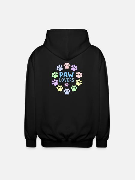 PAW LOVERS Blue Pastel Paws - Unisex Hooded Jacket - black