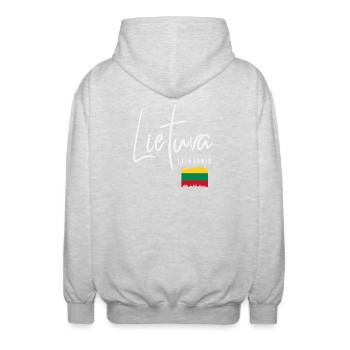 Lithuanian roots, I love Lithuania - Unisex Hooded Jacket - light heather grey - Back - AI Model Male 185 light (185cm)