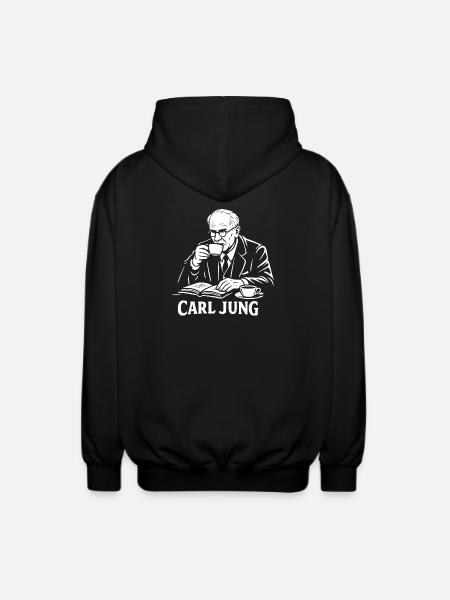 Carl Jung Coffee Study Tee - Unisex Hooded Jacket - black