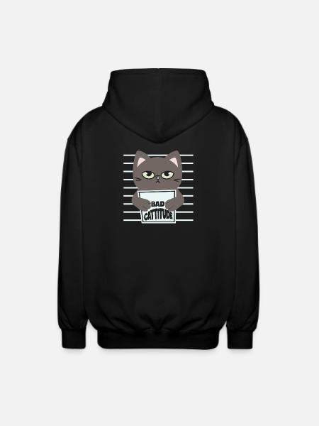 chat, chat mignon, chat doux, cat - Veste à capuche unisexe - noir