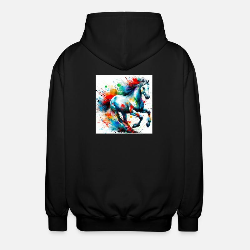 Pferd - Unisex Kapuzenjacke - Schwarz