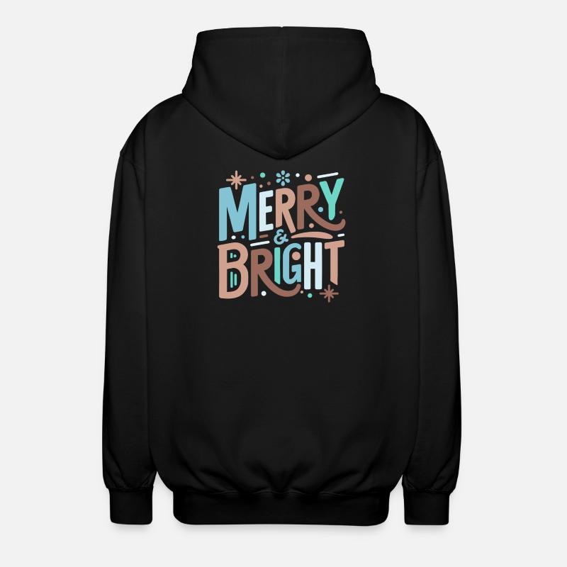 Merry & Bright Festive Typography - Unisex Kapuzenjacke - Schwarz