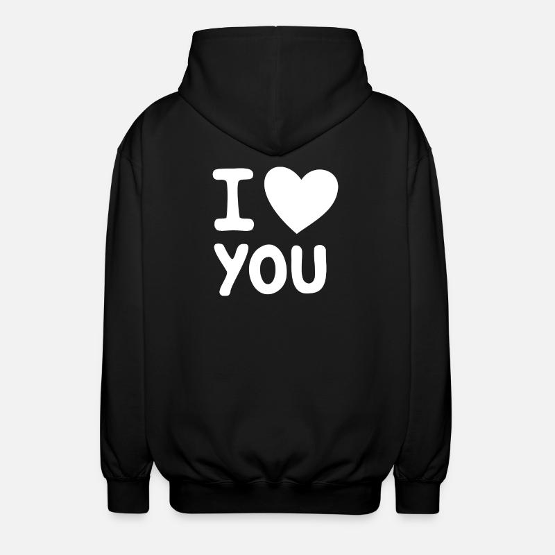 Ich liebe dich, Weiß - Unisex Kapuzenjacke - Schwarz