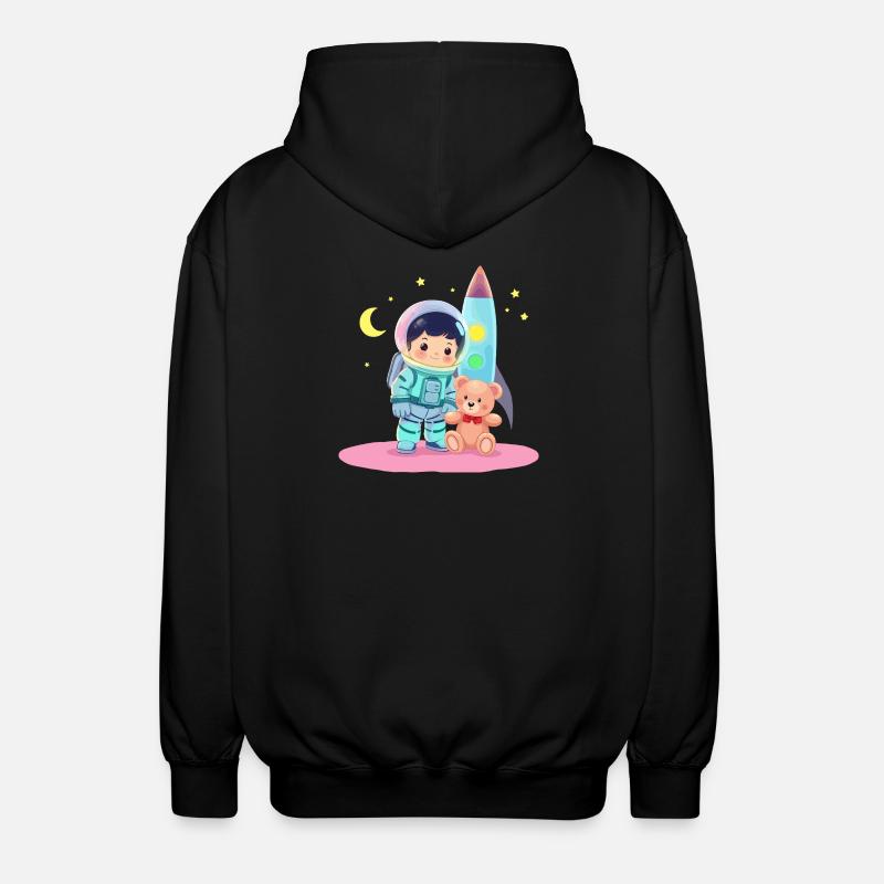 Astronaut mit Teddybär - Unisex Kapuzenjacke - Schwarz