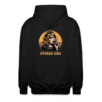 Stoner Girl  - Unisex Kapuzenjacke - Schwarz - Hinten - AI Model Male 185 light (185cm)