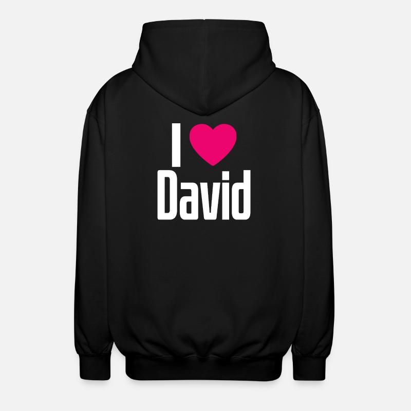J’aime David Coeur rose J’aime David - Veste à capuche unisexe - noir