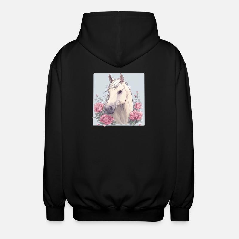Cheval avec des fleurs - Veste à capuche unisexe - noir