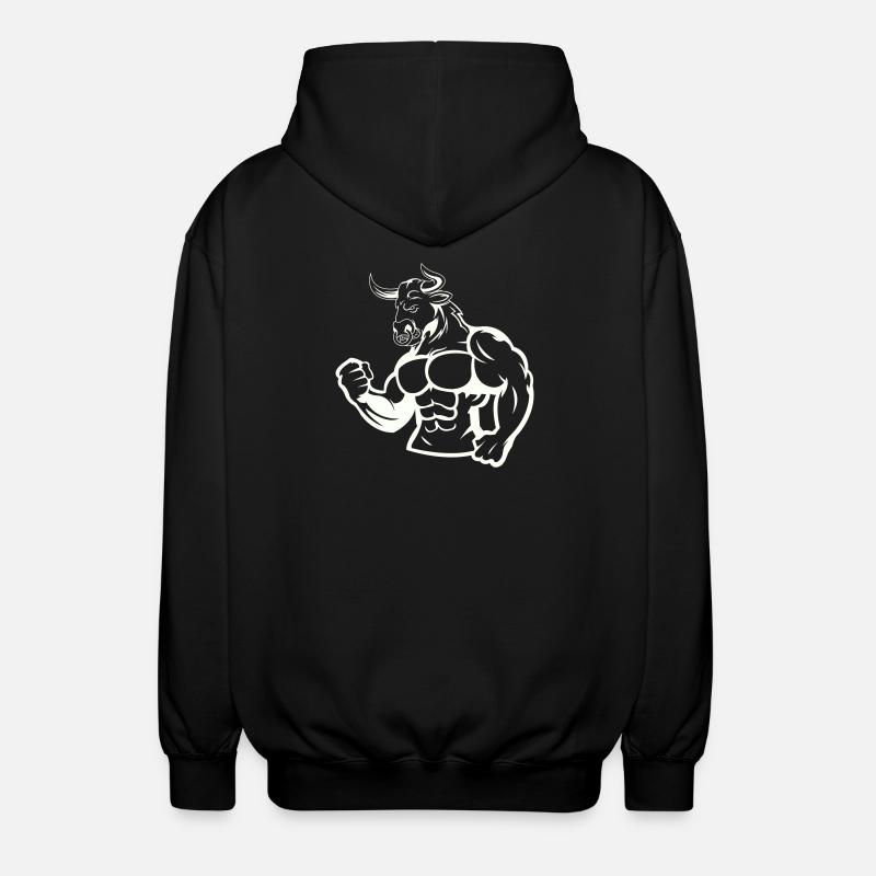 Taureau puissant, héros musclé - Veste à capuche unisexe - noir